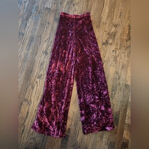 Mistress Rocks Burgundy Valiant Crushed Velvet joggers size xs